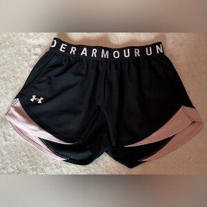 Under Armour Women's Black and Pink Athletic Shorts